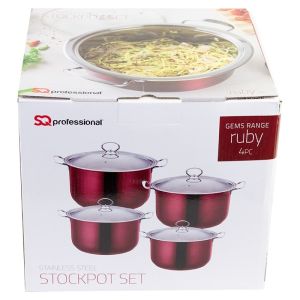 SQ Professional Stainless Steel Gems Range Ruby Stock Pot  - 4 Pcs Set