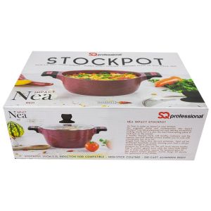 SQ Professional NEA Red Marbell Die-Cast Aluminium Stock Pot - 20cm