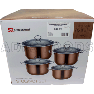 SQ Professional Stainless Steel Gems Range Axinite Stock Pot - 4 Pcs Set(7710)